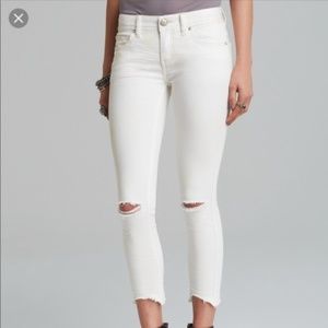 Free People White Jeans Cropped